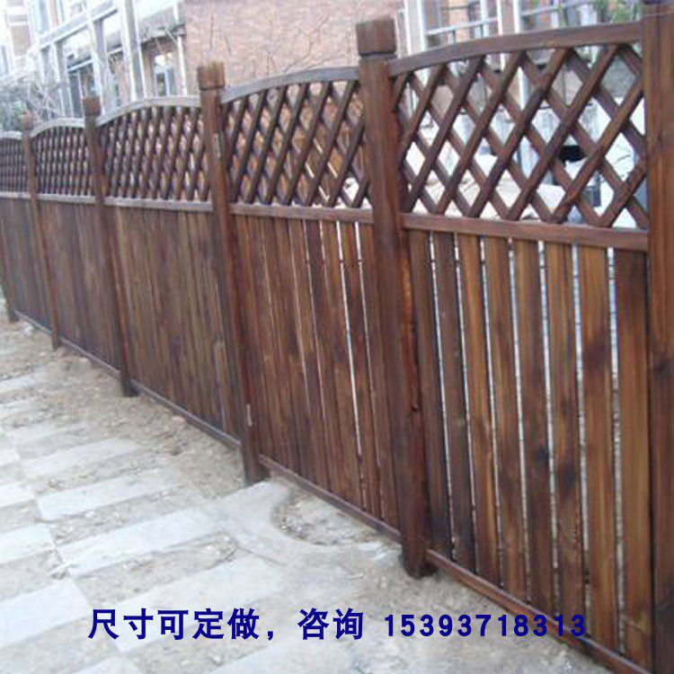户外白色栅栏门庭院防腐木围栏花园木门学校幼儿园弧形木护栏厂家