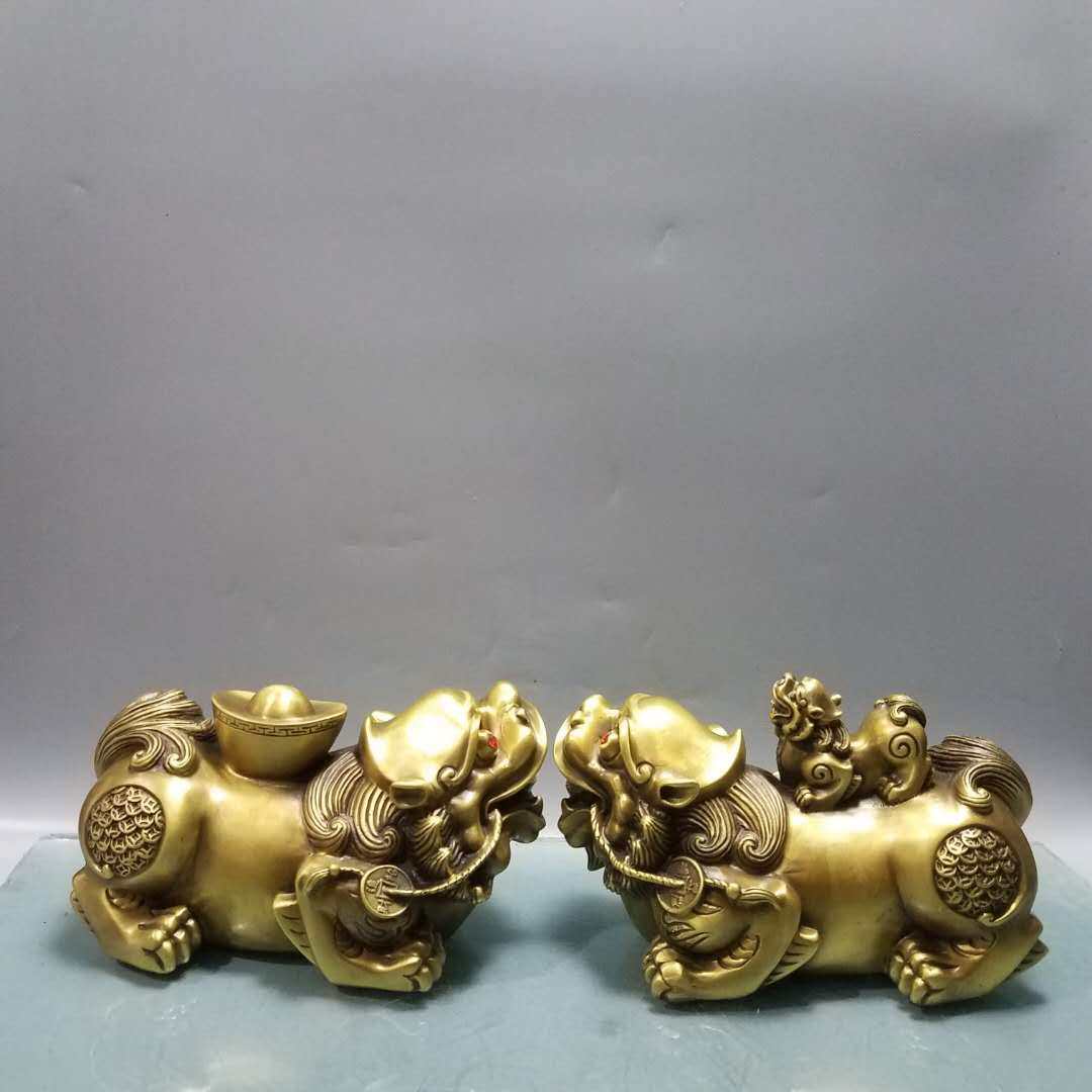 纯铜貔貅一对皮休皮修貌貅客厅店铺玄关装饰品开业送礼工艺品摆件