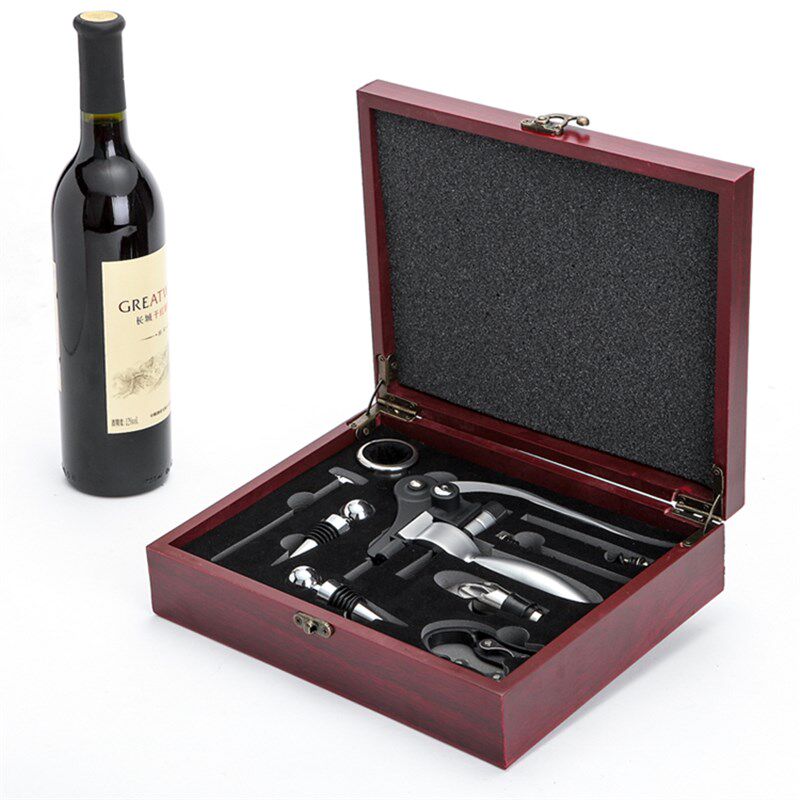 家用红酒开瓶器套装 创意酒具礼盒装 伯纳特九件套双层皮盒组