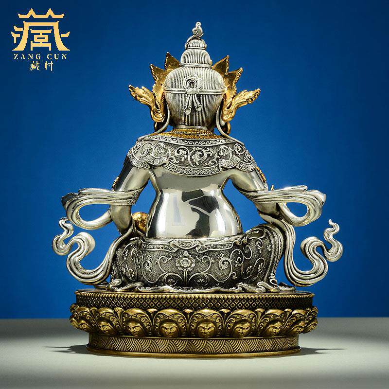 藏村家用桌面《黄财神》铜像5寸白铜黄铜精制手工艺装饰品摆件