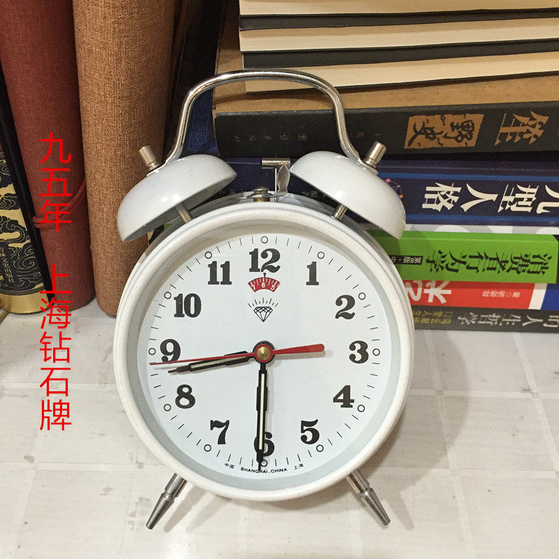 90年代双铃老式机械闹钟发条学生半铜机芯上弦复古怀旧家居装饰