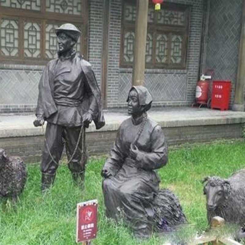 定制水族雕塑玻璃钢东乡族雕像纳西族人物景颇族柯尔克孜族铜摆件