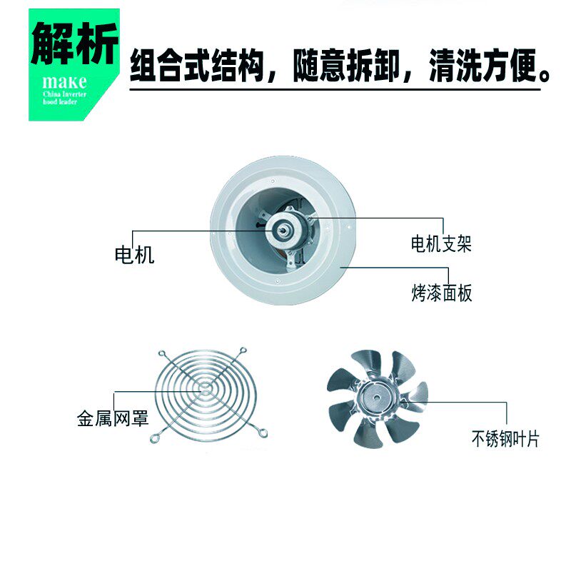 圆形工业排风扇厨房排油烟机小型大排量排风机强力静音排气扇家用