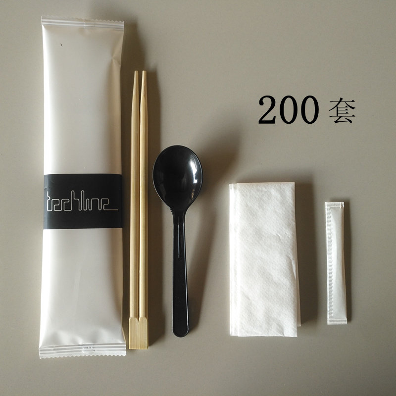 外卖一次性筷子勺子套装高档包邮打包四件套餐巾纸组合双生筷定制