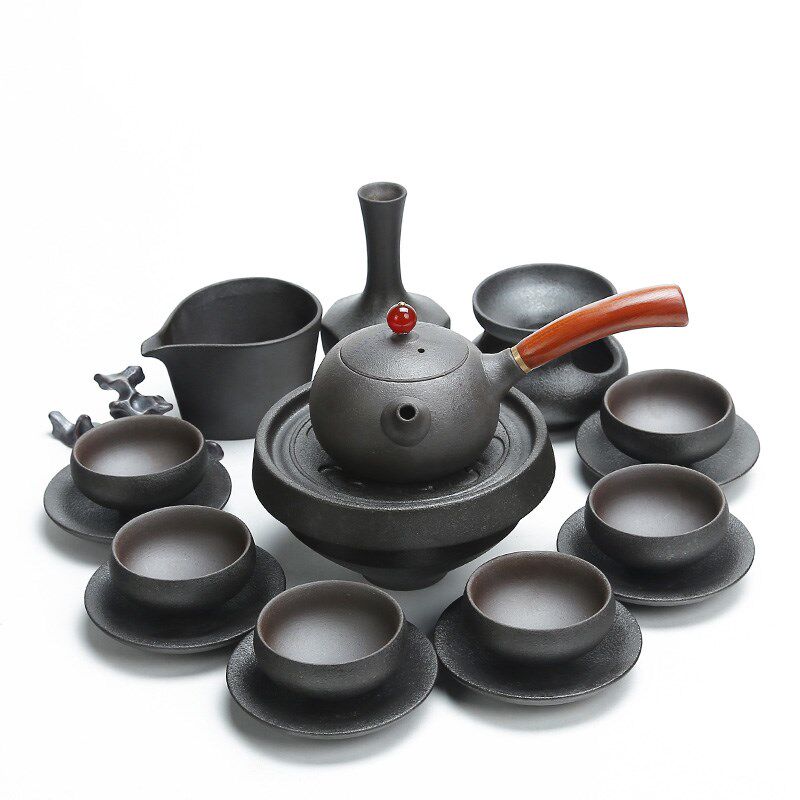 友尚整套陶瓷功夫茶具套装粗陶茶壶茶洗茶杯杯垫公道杯茶海礼盒装