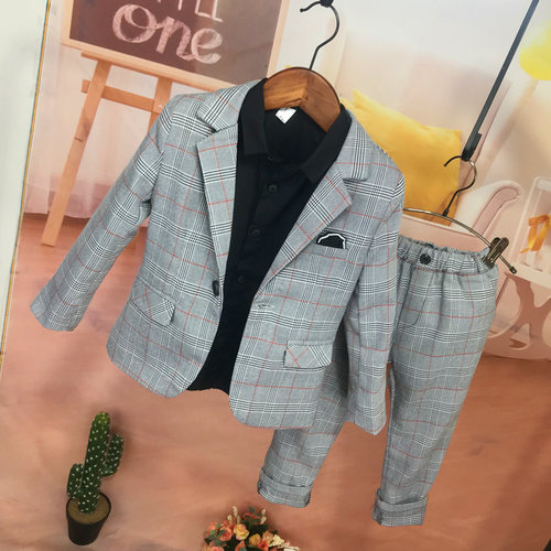 男童2024春秋新款男宝宝西装套装秋季中小儿童礼服休闲两件套洋气