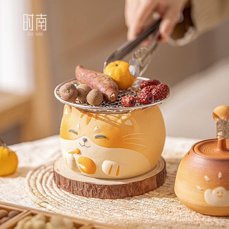 木鱼猫电碳两用围炉煮茶炭炉套装室内家用煮茶壶电碳烤火炉烤茶器