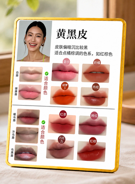 黄黑皮口红唇色选色参考高清展示牌彩妆美妆店装饰摆件