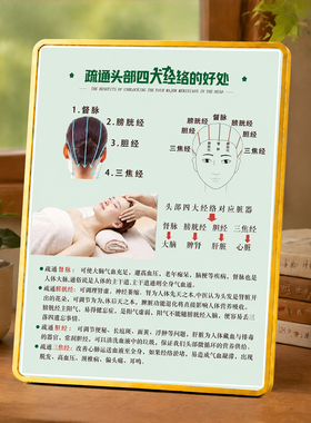 疏通头部四大经络好处展示摆件养生馆头疗店中医养生装饰摆台
