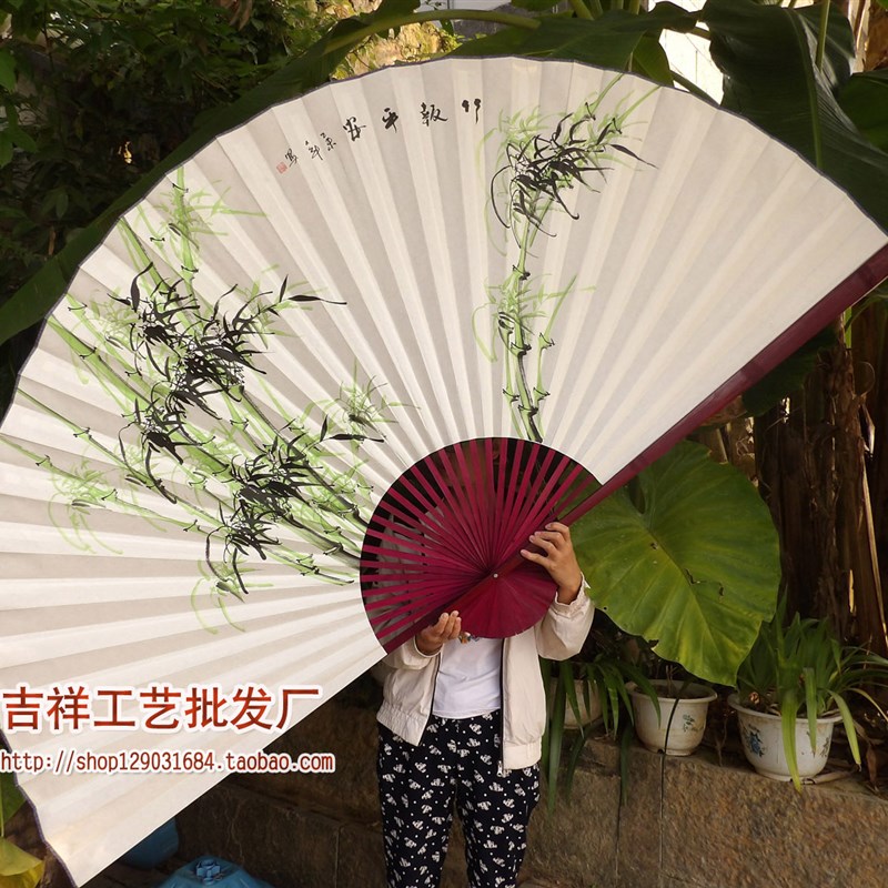 超大挂扇装饰扇中国风装饰工艺大折扇子照相馆道具摄影手绘竹报平