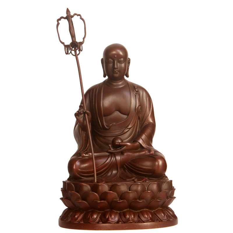 真古意 黄铜地藏王菩萨佛像摆件 居家随身九华山地藏王供奉工艺品
