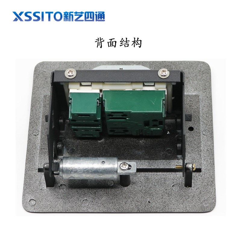 银色桌面插座线盒电脑网线带三孔电源网络口RJ45电话加三眼电插座