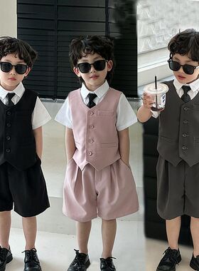 男童礼服夏季新款儿童西装套装马甲休闲小孩小主持西服花童演出服