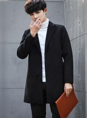风衣男士春秋中长款帅气宽松透气大衣外套男秋季韩版潮流过膝薄款