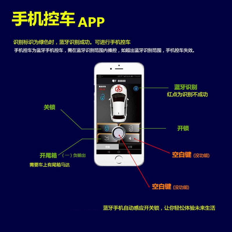 汽车无钥匙进入PKE智能感应开关锁 支援手机APP控车的通用型中控
