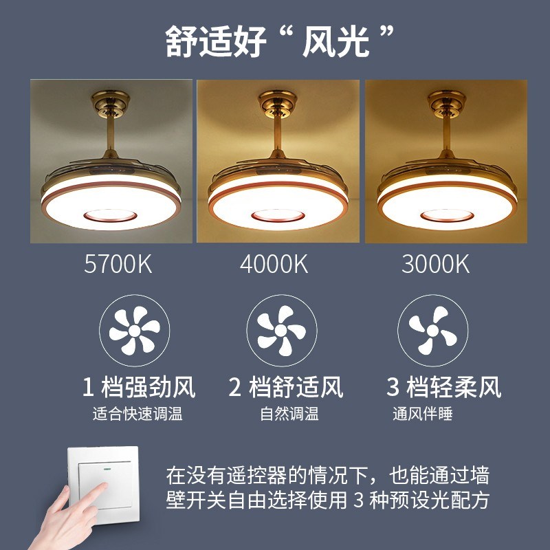 吸顶风扇灯吊扇灯2025新款简约餐厅卧室客厅灯具隐形一体风扇吊灯