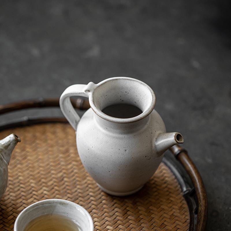 草木祠 粗陶公道杯手工陶瓷分茶器禅意茶海防烫分茶杯茶漏杯粉引