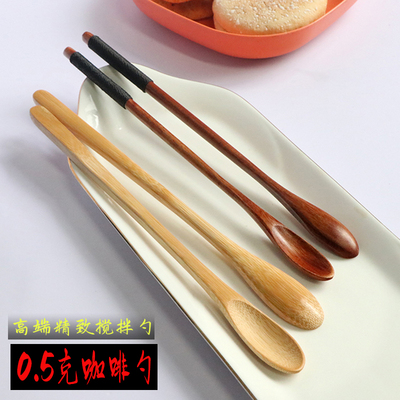 咖啡专用勺子特长柄搅拌勺木制绑绳高端创意杯勺药粉勺小竹勺细嘴