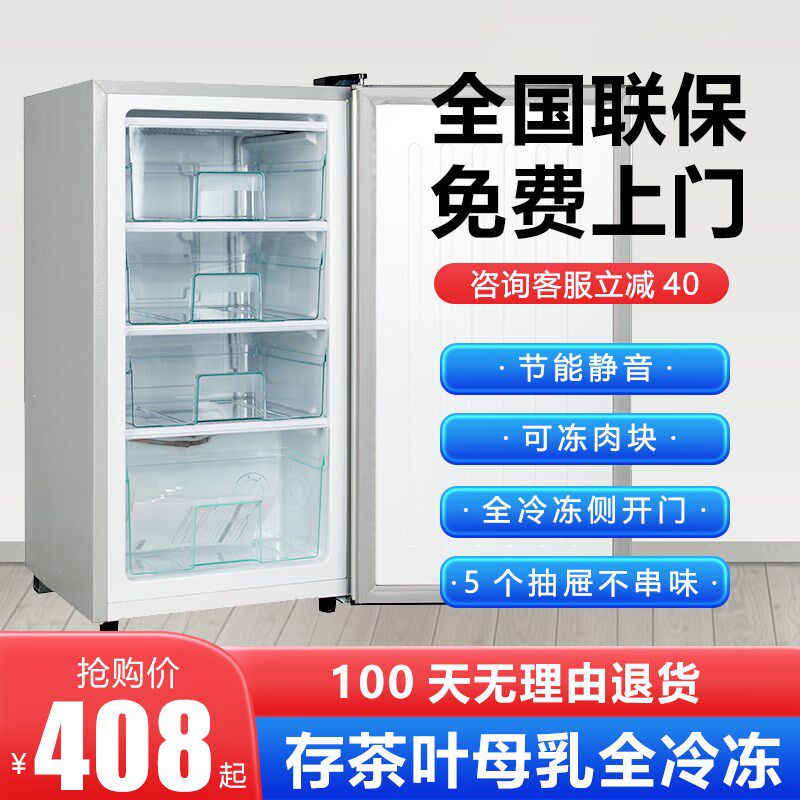 冰柜立式单门单开家用全冷冻全冷藏存母乳茶叶冻肉侧开门小型冰箱
