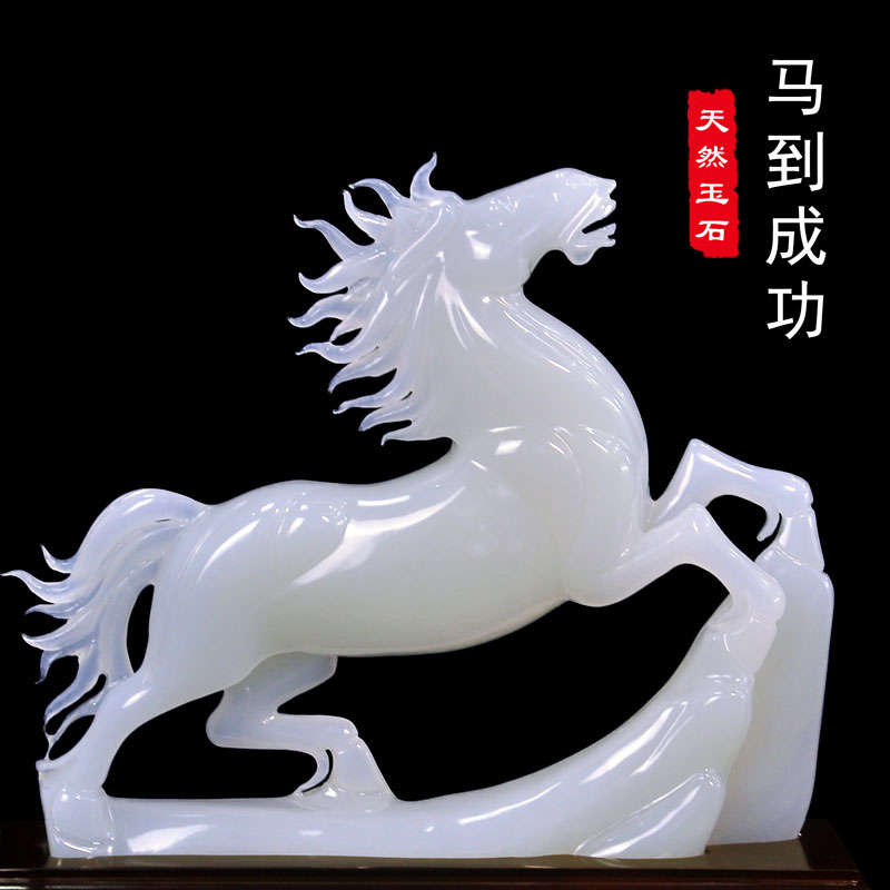玉石马上封侯摆件工艺装饰中式客厅玄关办公室老板桌祝福送礼领导
