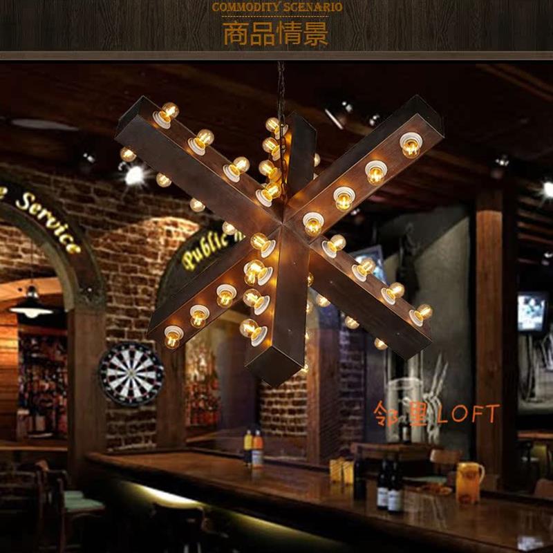 工业风吊灯美式乡村复古创意仿古多头别墅工程大型LED酒吧餐厅灯