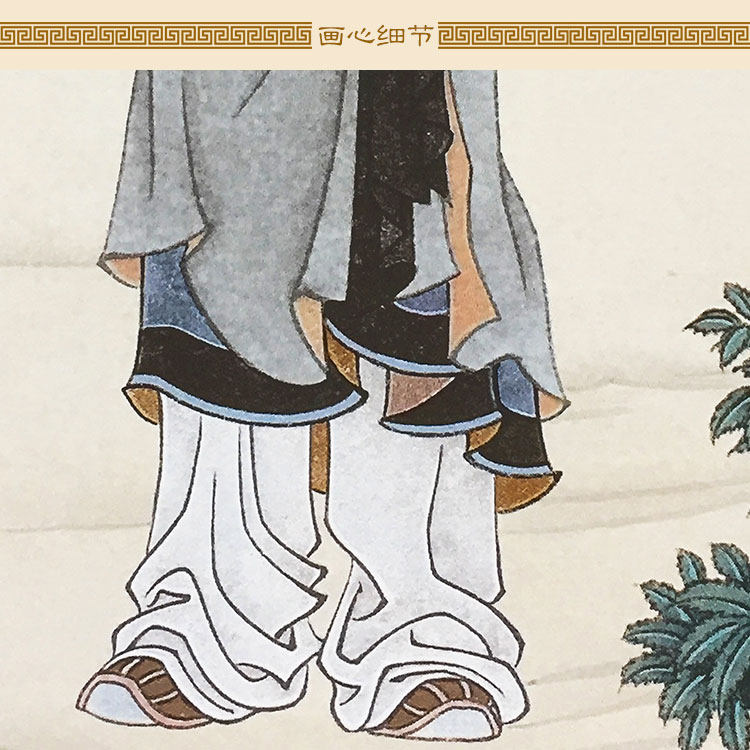 复古版 公输般鲁班人物画绢布卷轴挂画 土木建筑祖师装饰画丝绸画