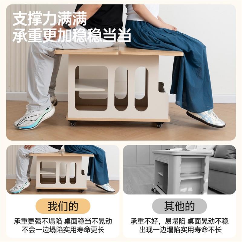 奶油风折叠茶几家用沙发边柜客厅可移动茶台茶桌小户型推车边几桌
