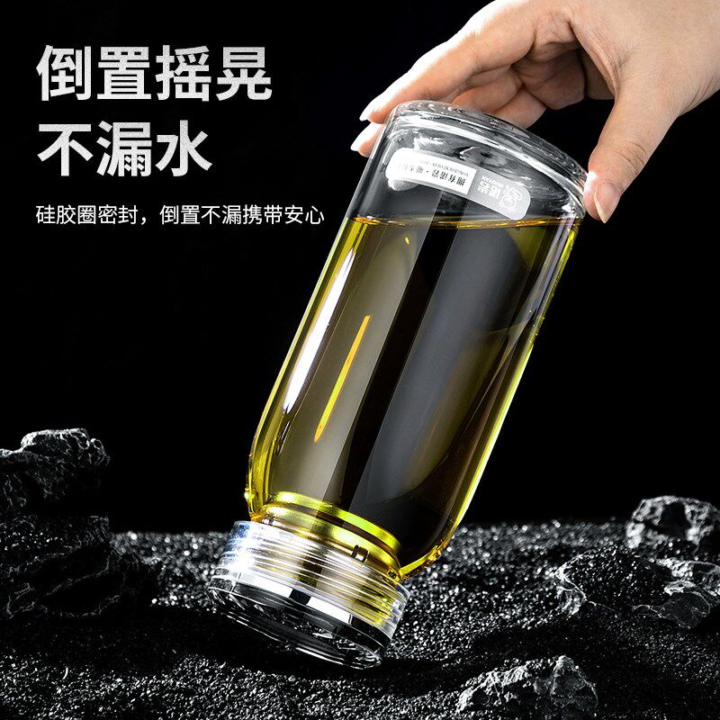 诺岩玻璃杯带盖便携简约时尚透明单层高硼硅玻璃高硼硅大容量水杯
