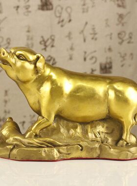 铜猪摆件十二生肖猪家居装饰品摆设金属工艺品客厅礼品黄铜装饰品