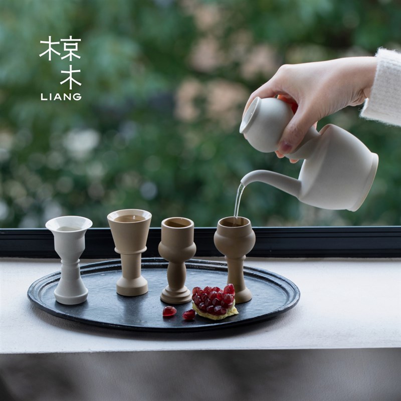 椋木浅饮品鉴套组色泥款中式陶瓷白酒杯分酒器分酒壶礼盒中秋礼物