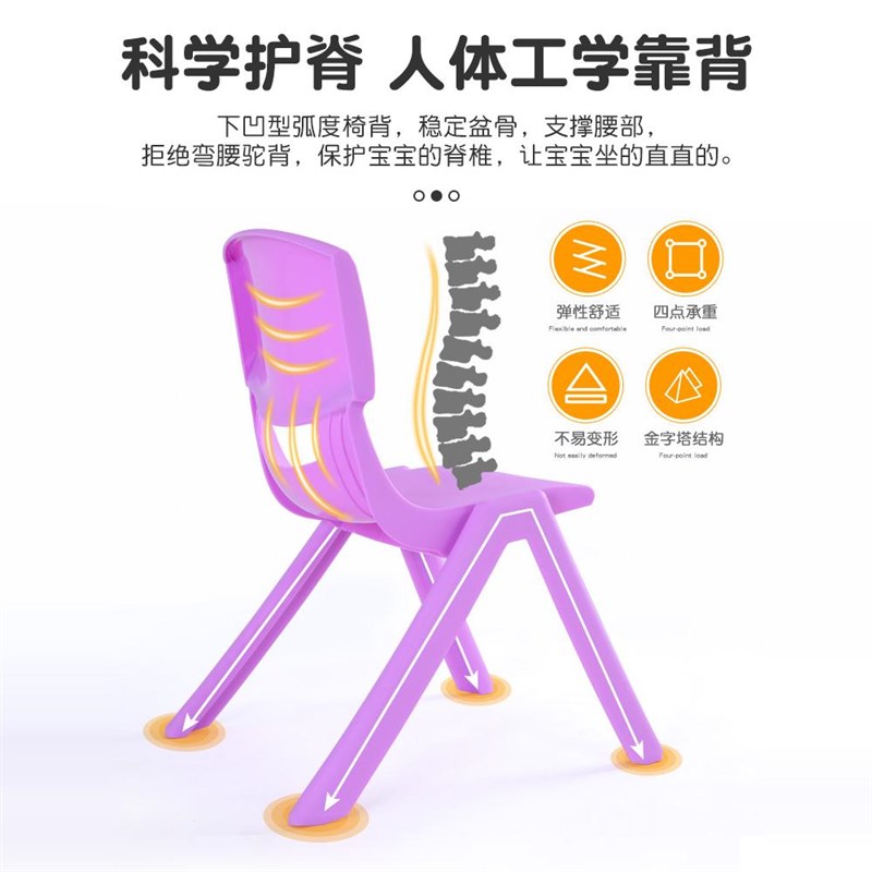 儿童靠背椅加厚椅子宝宝椅餐椅小凳子板凳幼儿园椅子卡通笑脸大号