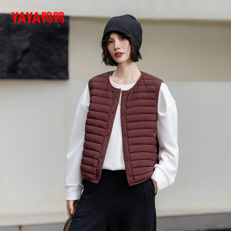 鸭鸭潮流羽绒服女短款无帽保暖舒适背心2026新款冬季日常百搭上衣