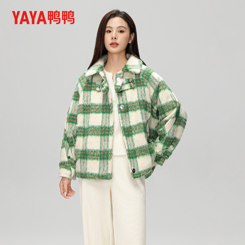 鸭鸭潮流羽绒服女短款翻领长袖上衣2026新款冬季保暖休闲日常外套