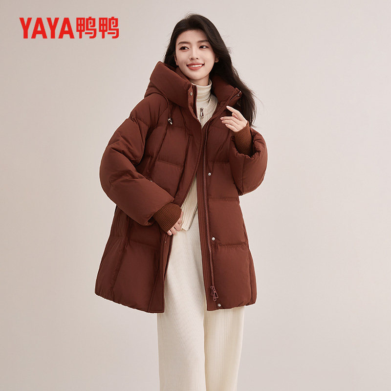 鸭鸭潮流羽绒服女中长款保暖外套