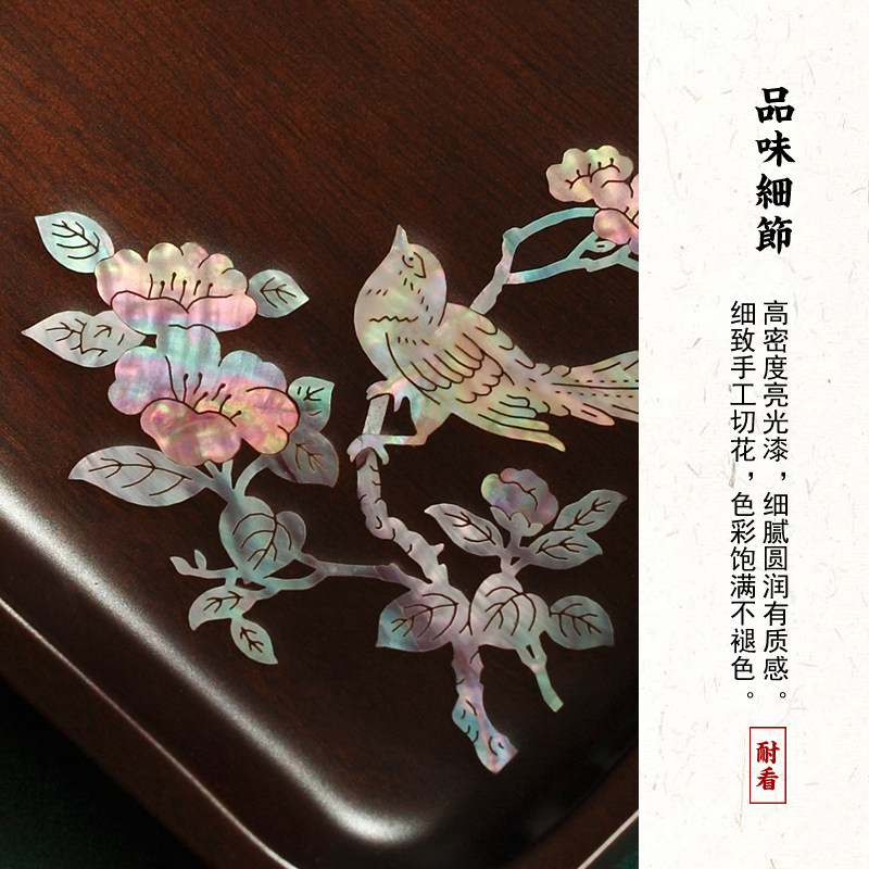 实木钥匙收纳架进门玄关托盘桌面置物架黑胡桃木化妆品首饰收纳盒