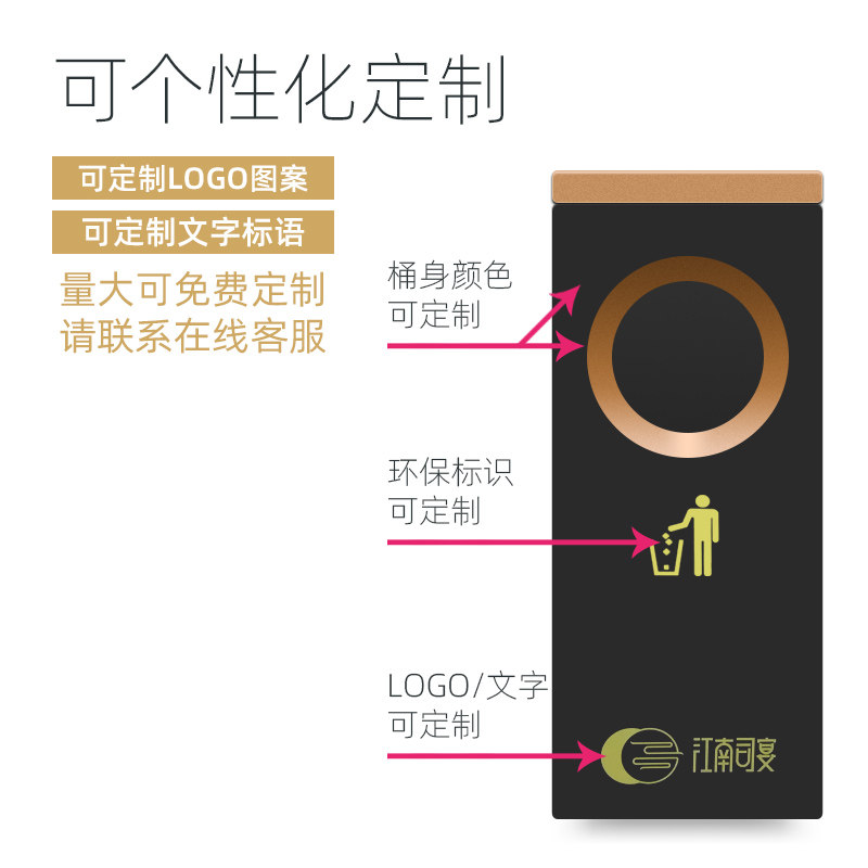 豪华不锈钢垃圾桶喇叭口黑色玫瑰金香槟金大堂烟灰桶果皮箱桶网格