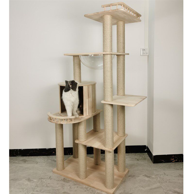 伊萌猫树猫窝一体大型猫玩具四季通用多功能太空舱吊床实木猫爬架