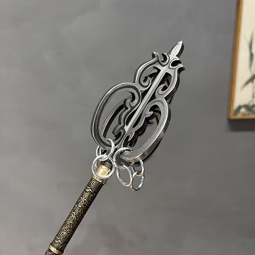 西游记纯铜柄唐僧法杖禅杖影视道具寺庙摆件个人把玩锻打桌面兵器
