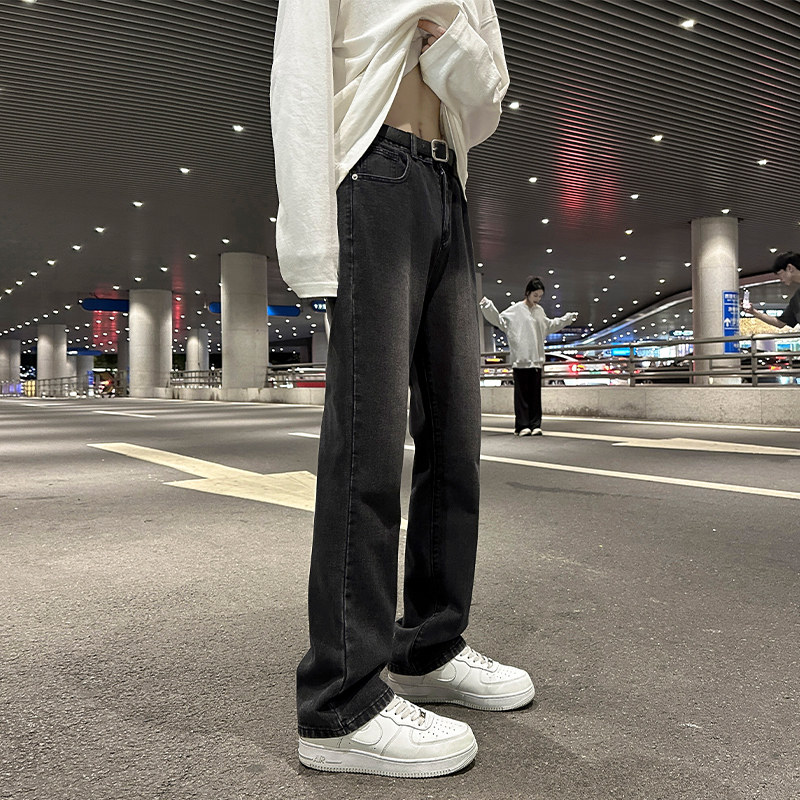 牛仔裤男款2024夏季薄款美式高街直筒喇叭裤修身微喇休闲裤子男生图片