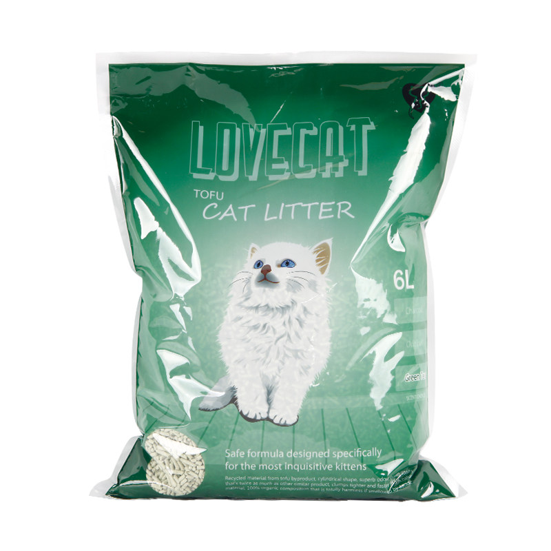 爱宠爱猫绿茶豆腐猫砂6L无尘吸水结团除臭LC猫沙植物玉米豆腐砂