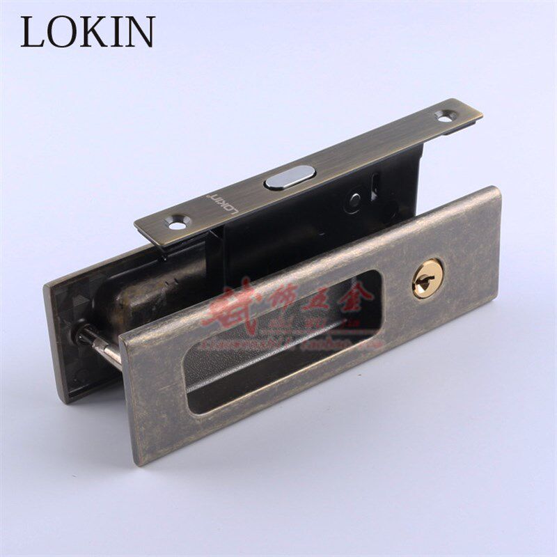 LOKIN美式仿古移门锁厨房卫生间推拉门钩锁欧式做旧仿古折叠门锁