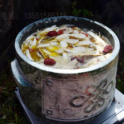 圣地莲花墨脱石锅纯手工煲汤锅不沾锅西藏石锅精抛光汉式直筒款