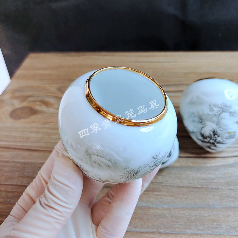 景德镇画眉鸟食罐鸟碗鸟食杯金口雪景大号中号广笼川笼鸟用具