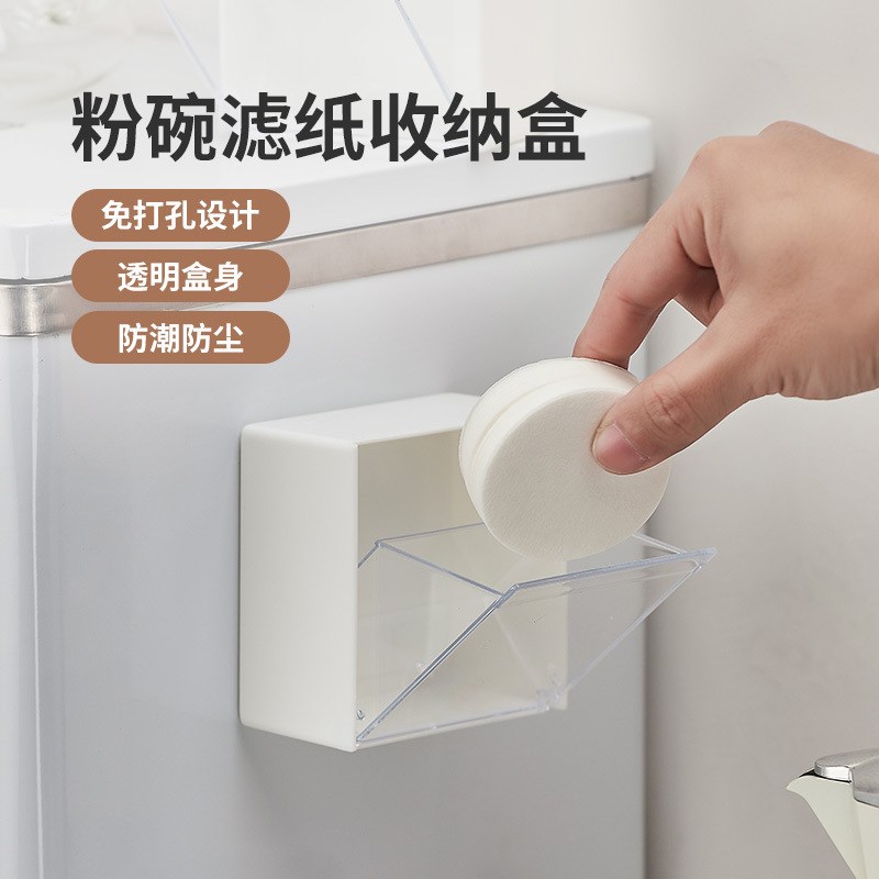 咖啡机手柄滤纸收纳盒摩卡壶圆形滤纸收纳架粉碗分水网壁挂支架图片