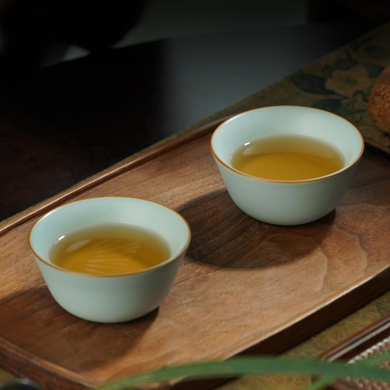 汝窑鸡缸杯主人杯单杯复古景德镇功夫茶杯陶瓷汝瓷品茗杯茶盏青瓷