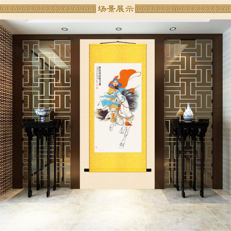 杨六郎人物画像 杨延昭杨家将古代名人装饰画 绢布卷轴挂画定制