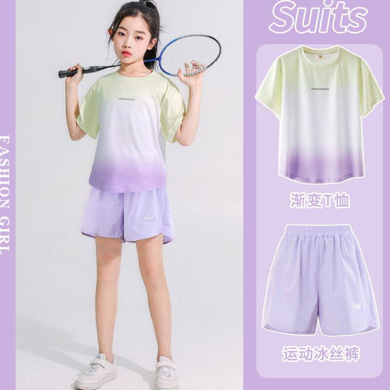 moodytiger儿童运动T恤夏季冰丝服速干衣短袖大童女童t夏装女孩20