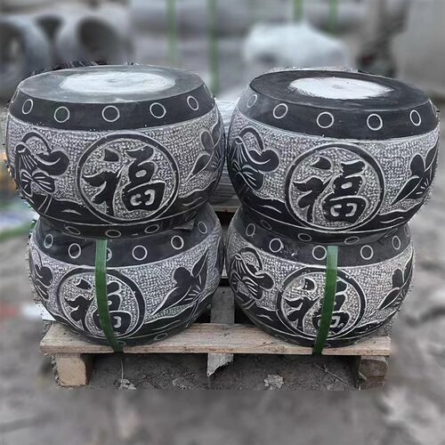 柱脚石雕石墩子柱皮圆墩柱墩石青石柱墩底座空心石柱础柱顶石庭院
