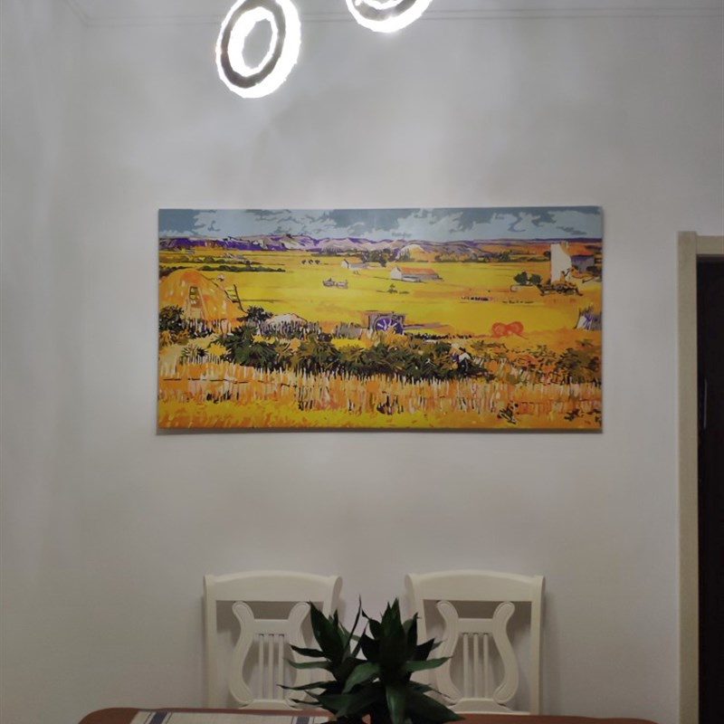 横版大幅梵高丰收麦田DIY数字油彩画客厅餐厅风景装饰画世界名画