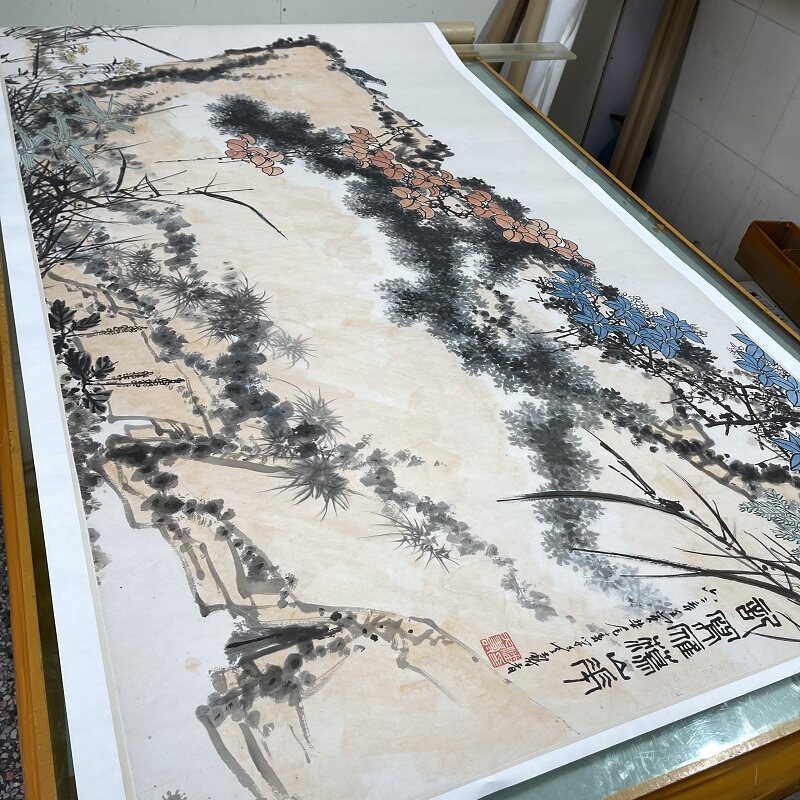 潘天寿 记写雁荡山花国画水墨画写意画微喷复制画宣纸画芯装饰画